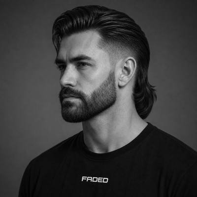 slick back modern mullet + beard - 2