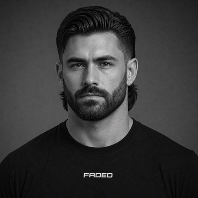 slick back modern mullet + beard