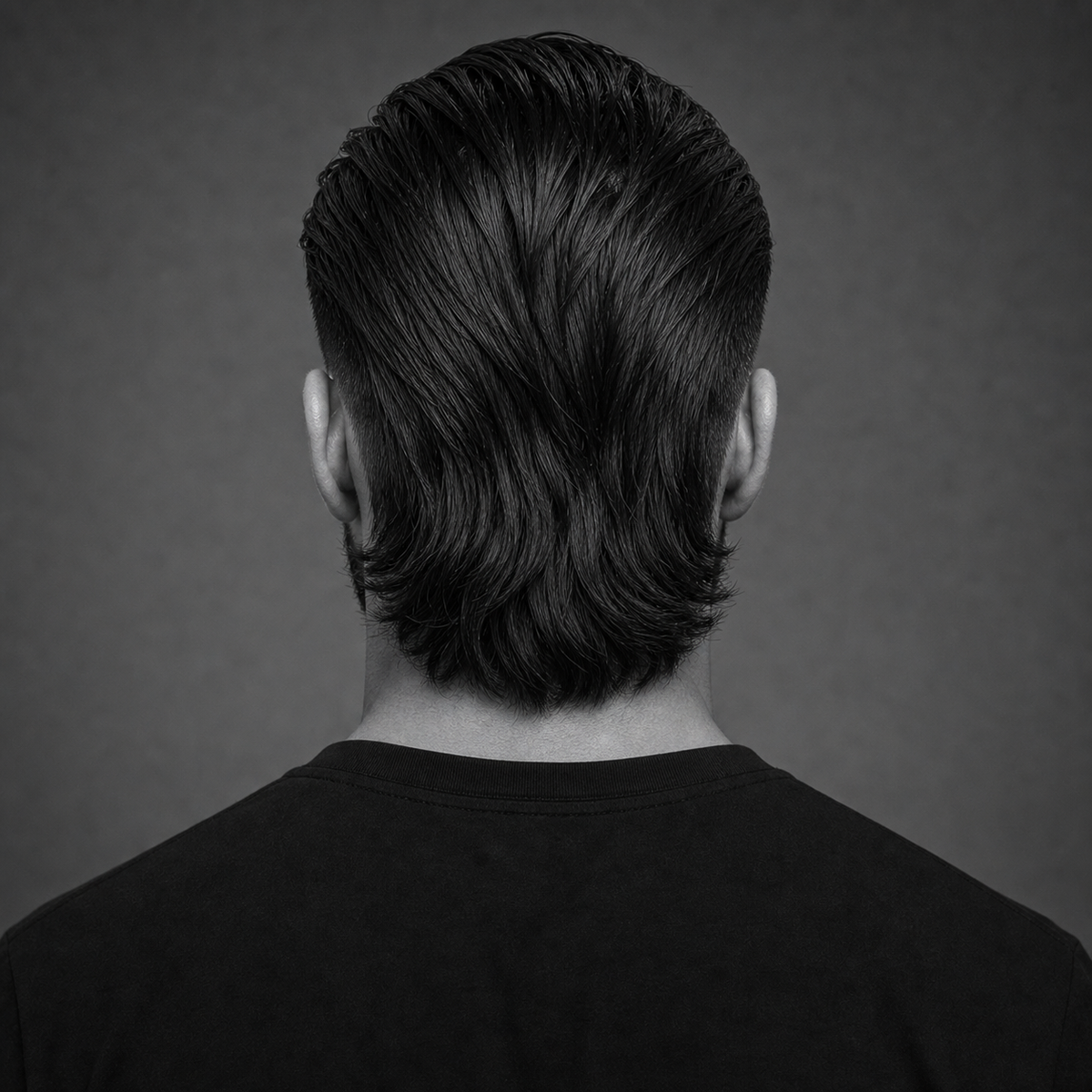slick back modern mullet + beard