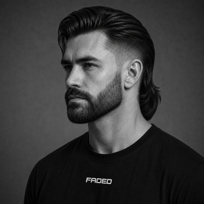 slick back modern mullet + beard - 5