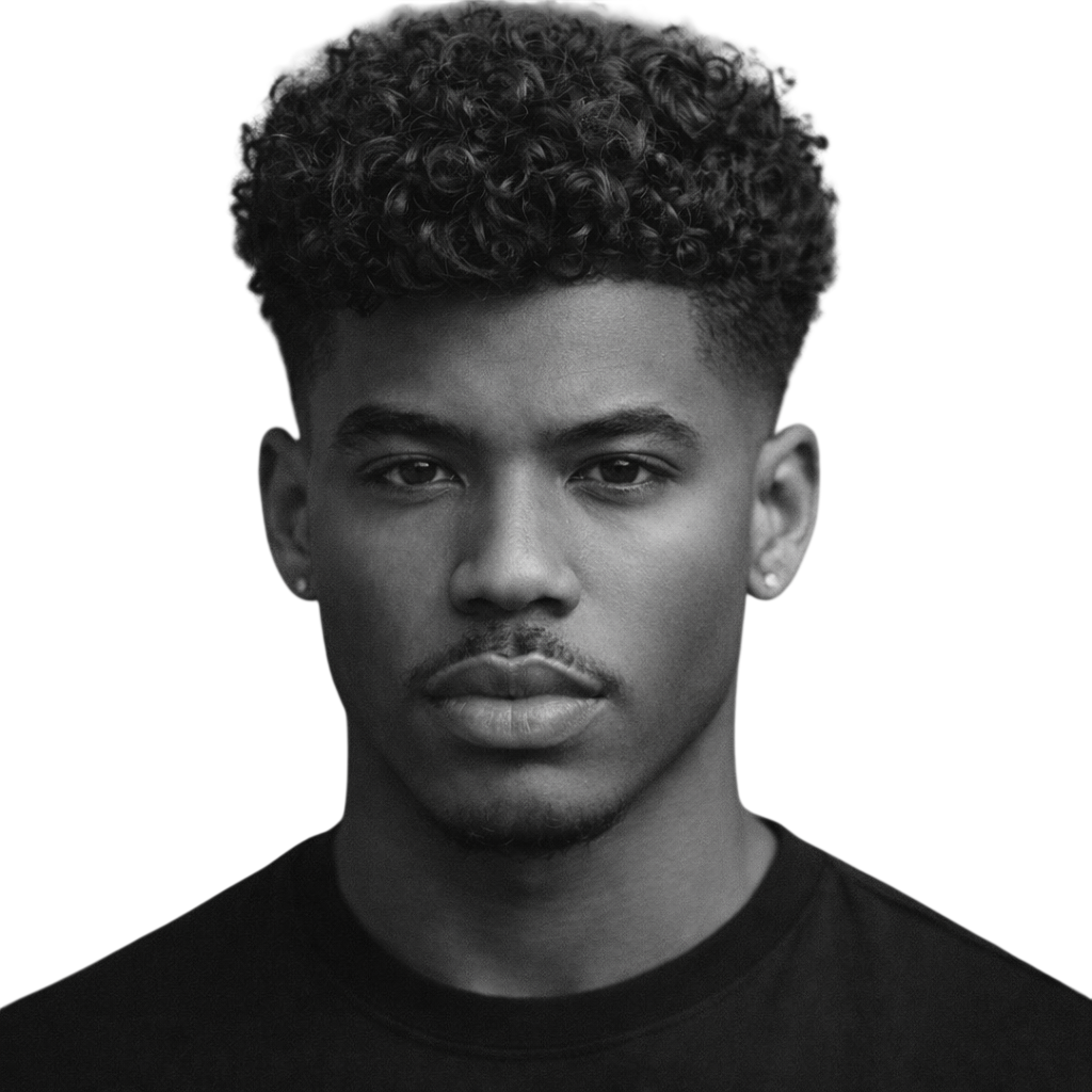 Loose Textured Curls with Mid Drop Fade