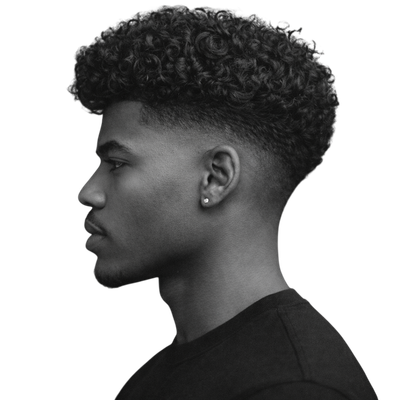 Loose Textured Curls with Mid Drop Fade - 1