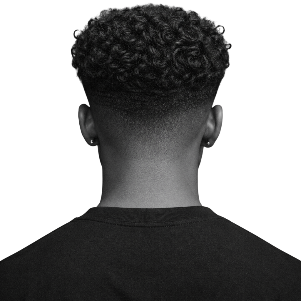 Loose Textured Curls with Mid Drop Fade
