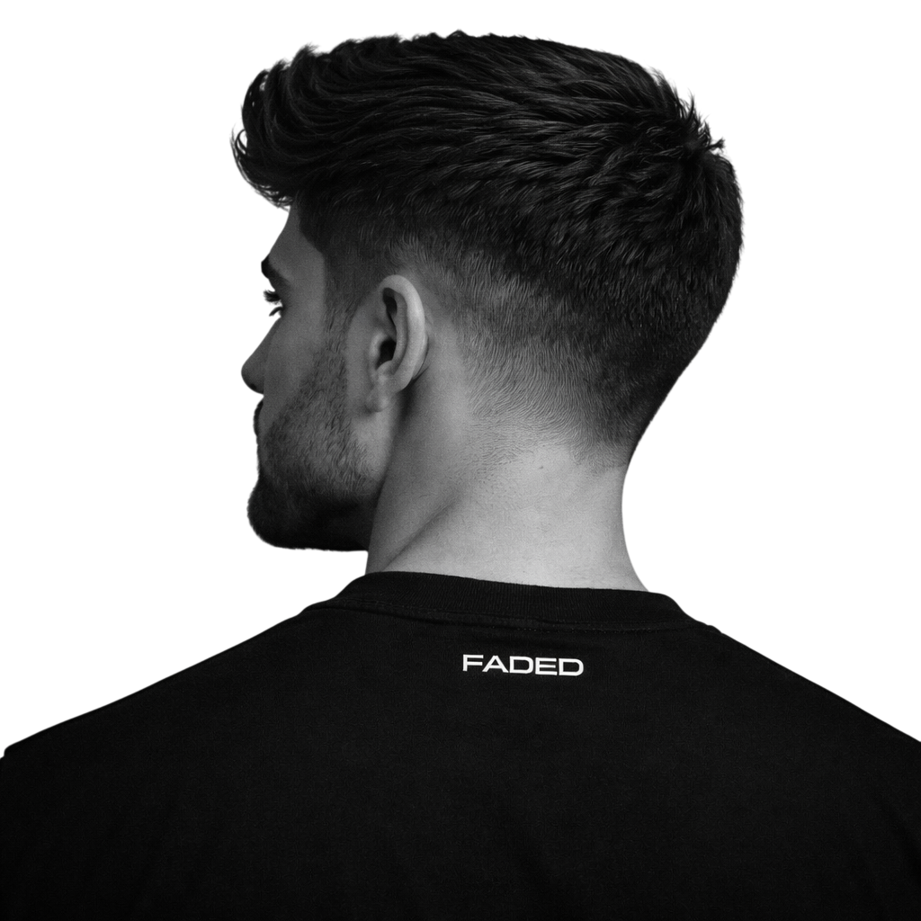 Messy Quiff + Mid Fade