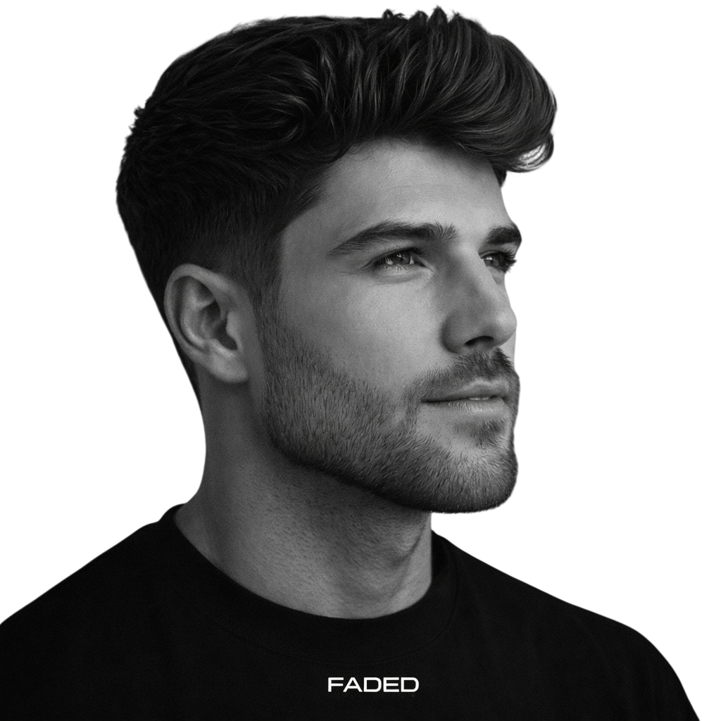 Messy Quiff + Mid Fade