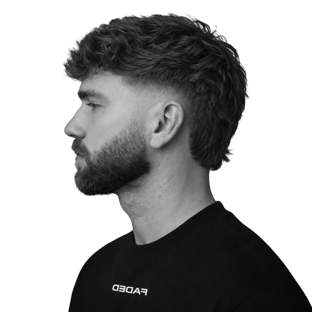 Short Fringe Modern Mullet + Beard