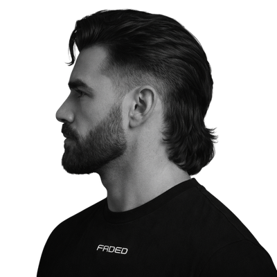 slick back modern mullet + beard - 1