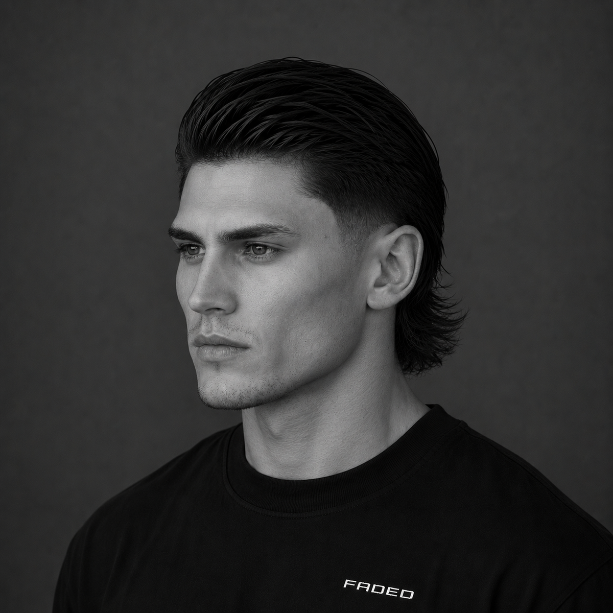 Tapered Slick Back Modern Mullet