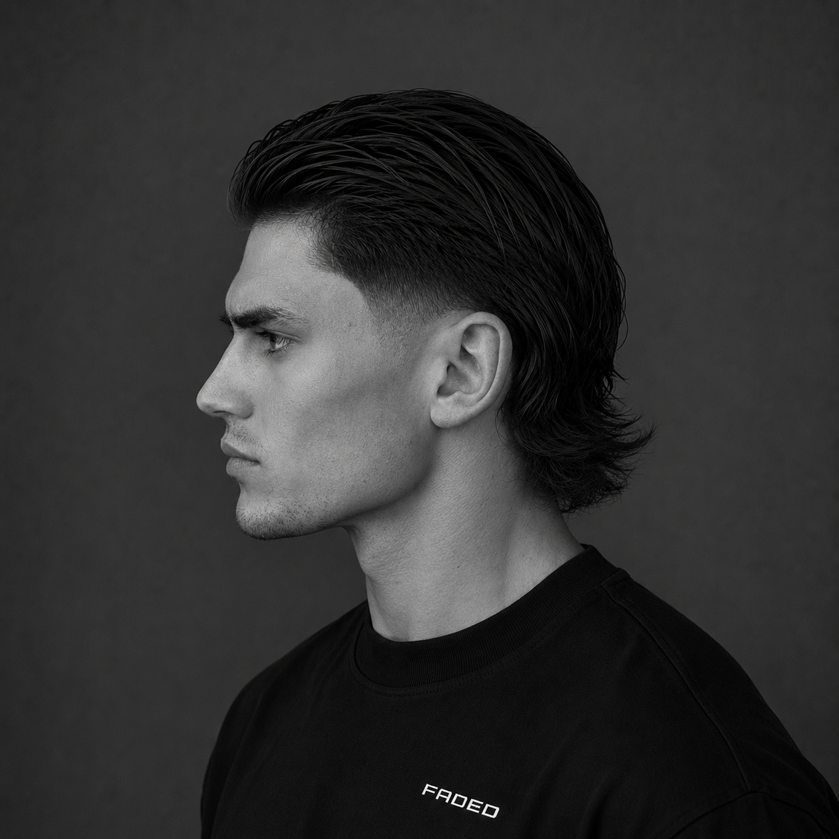 Tapered Slick Back Modern Mullet